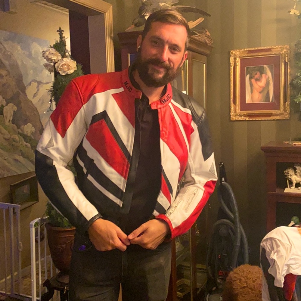 HJC motorcycle jacket leather with armor size 46